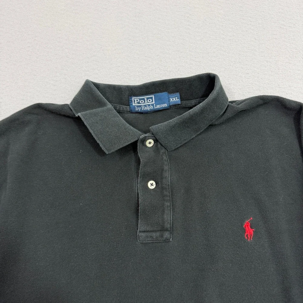 Vintage Polo Ralph Lauren Shirt Men XXL Black Long Sleeve Pique 90s Preppy Rugby